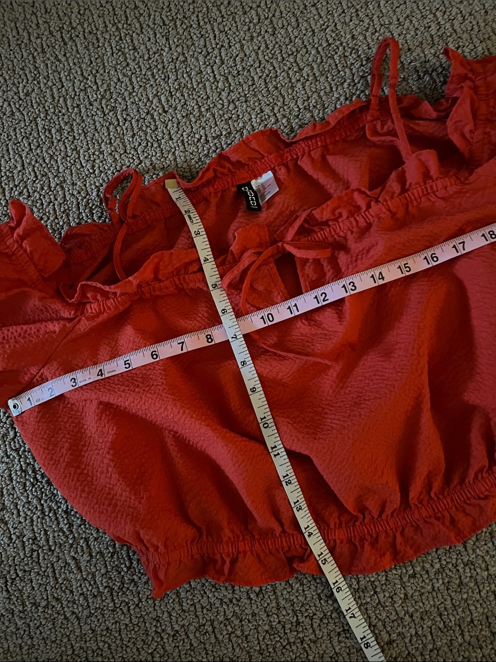Divided orange/Red Off-Shoulder Ruffle Crop Top - Picture 4 of 5